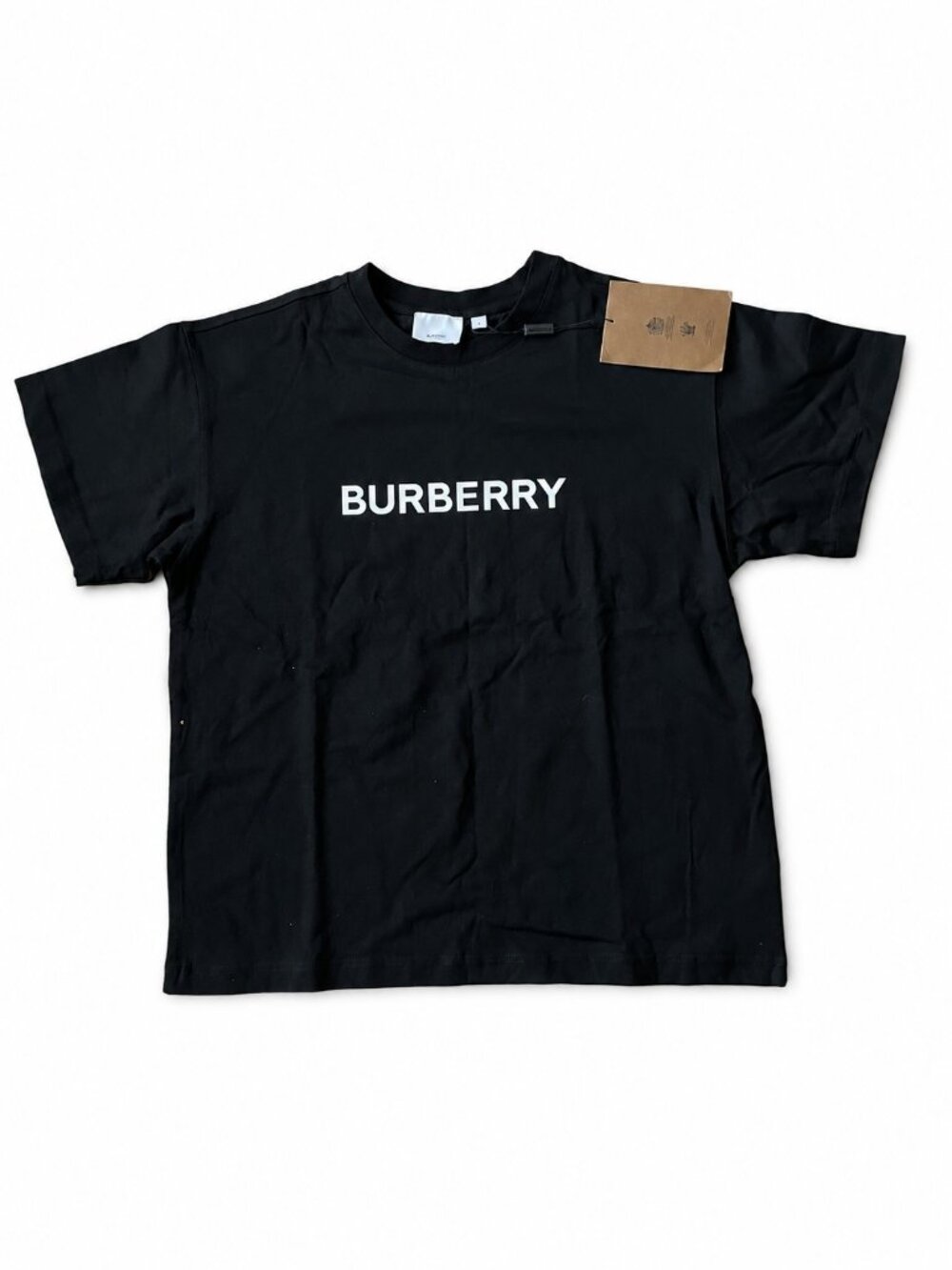Burberry Black White Logo Crewneck Short Sleeve T-Shirt Size L